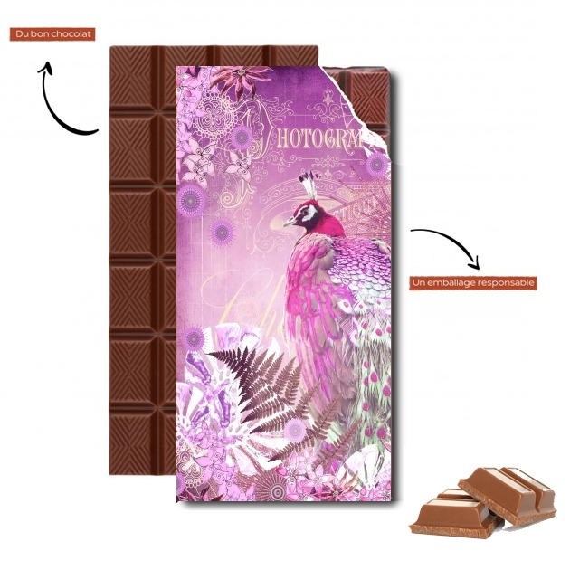 Tablette de chocolat personnalisé PINK PEACOCK