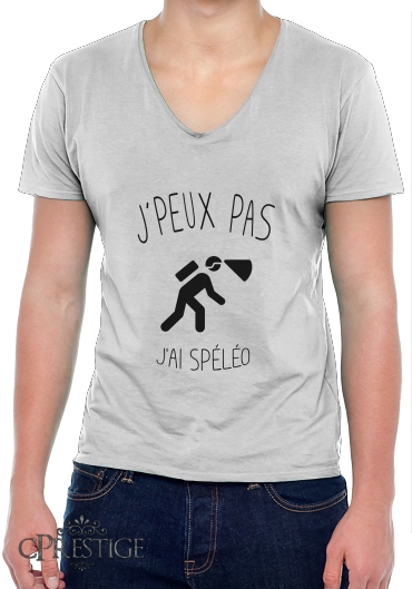 T-Shirt homme Col V Je peux pas j'ai spéléologie