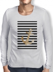 T-Shirt homme manche longue gold glitter anchor in black